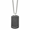 Chisel Stainless Steel Brushed Laser Cut Black IP-plated with CZ Dog Tag on a 24 inch Curb Chain Necklace