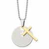 Chisel Stainless Steel Brushedand Polished Yellow IP-plated 2 Piece Lords Prayer Cross on a 20 inch Ball Chain Necklace