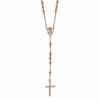 Chisel Stainless Steel Polished Rose IP-plated 30 inch Rosary Necklace