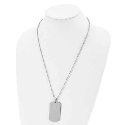 Chisel Stainless Steel Brushed and Polished Rounded Edge 2mm Dog Tag on a 24 inch Ball Chain Necklace