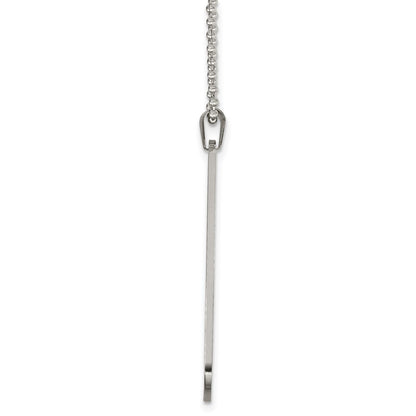 Chisel Stainless Steel Brushed and Polished Round Edge XLarge 2mm Dog Tag on a 24 inch Ball Chain Necklace