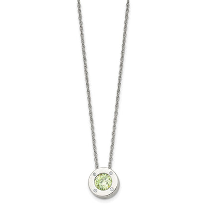 Chisel Stainless Steel Polished CZ May Birthstone Circle Pendant on a 20 inch Multi-Link Chain Necklace