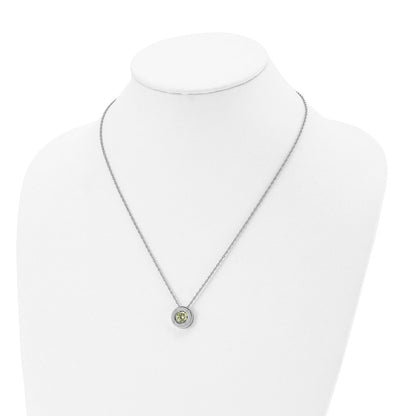 Chisel Stainless Steel Polished CZ May Birthstone Circle Pendant on a 20 inch Multi-Link Chain Necklace
