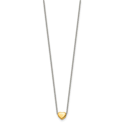 Chisel Stainless Steel Polished Yellow IP-plated Heart on a 16 inch Cable Chain Necklace