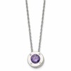 Chisel Stainless Steel Polished CZ February Birthstone Circle Pendant on a 20 inch Multi-Link Chain Necklace