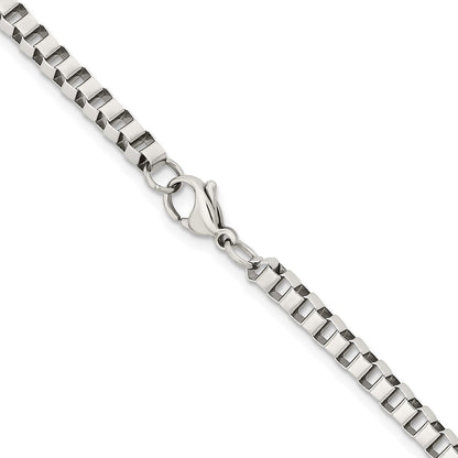 Chisel Stainless Steel Polished 4mm 24 inch Box Chain