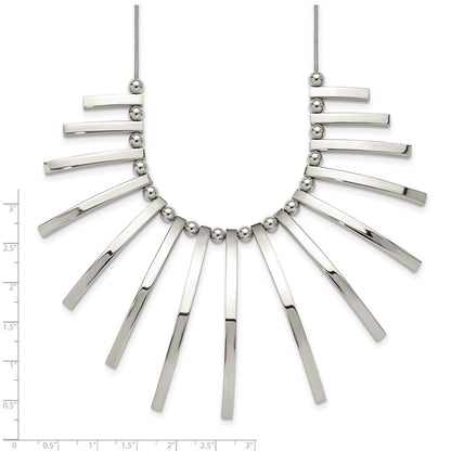 Chisel Stainless Steel Polished Bars and Beads on a 19 inch Snake Chain with a 2 inch Extension Necklace