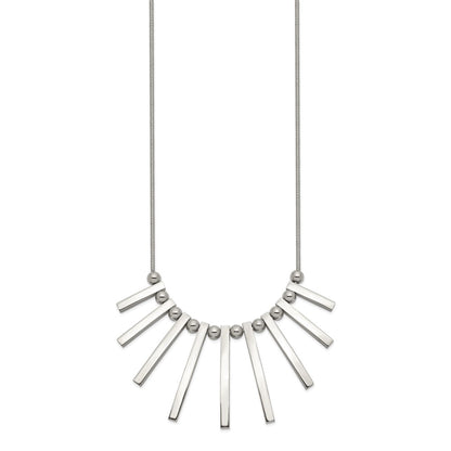 Chisel Stainless Steel Polished Bars and Beads on a 15.75 inch Snake Chain with a 1 inch Extension Necklace