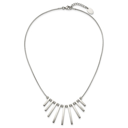 Chisel Stainless Steel Polished Bars and Beads on a 15.75 inch Snake Chain with a 1 inch Extension Necklace