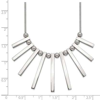 Chisel Stainless Steel Polished Bars and Beads on a 15.75 inch Snake Chain with a 1 inch Extension Necklace