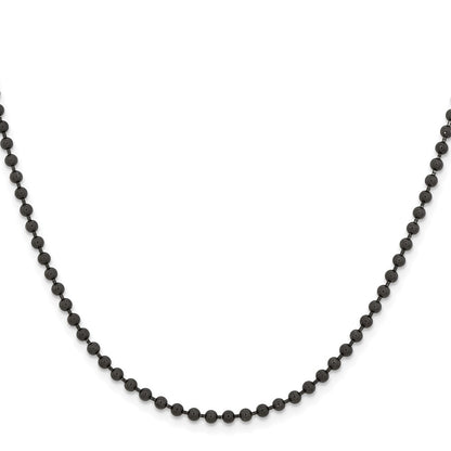 Chisel Stainless Steel Polished Black IP-plated  3mm 22 inch Ball Chain