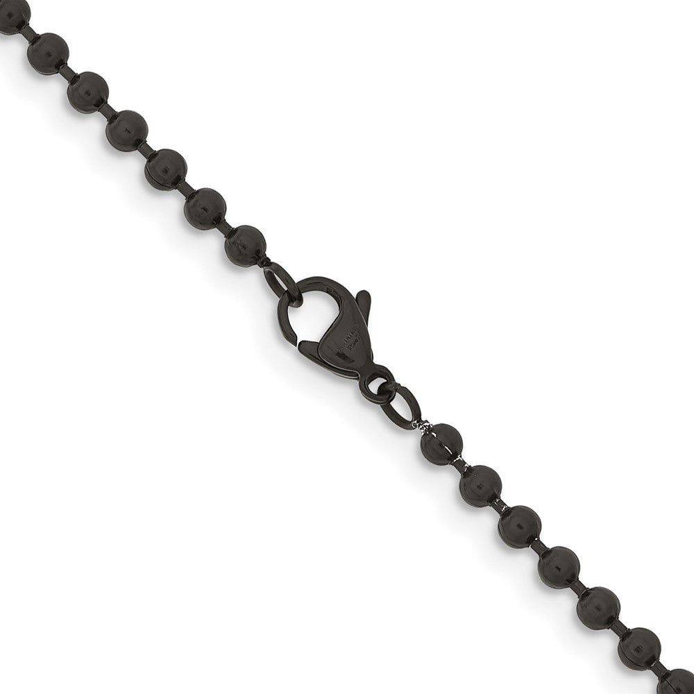 Chisel Stainless Steel Polished Black IP-plated  3mm 22 inch Ball Chain