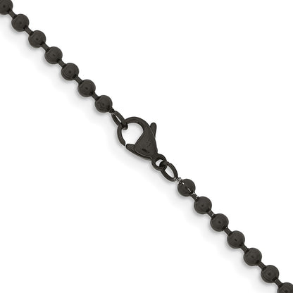 Chisel Stainless Steel Polished Black IP-plated 3mm 20 inch Ball Chain