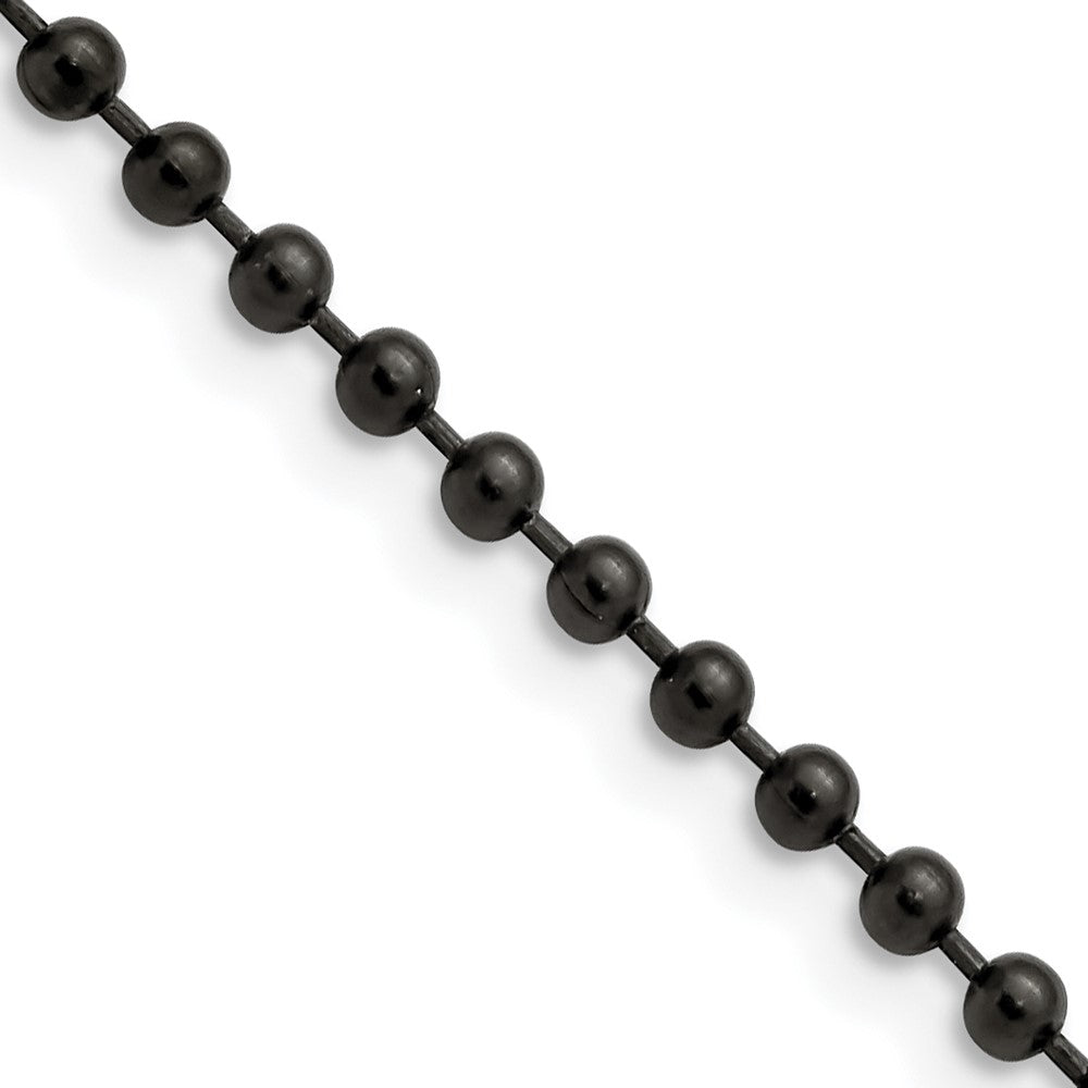 Chisel Stainless Steel Polished Black IP-plated 3mm 18 inch Ball Chain