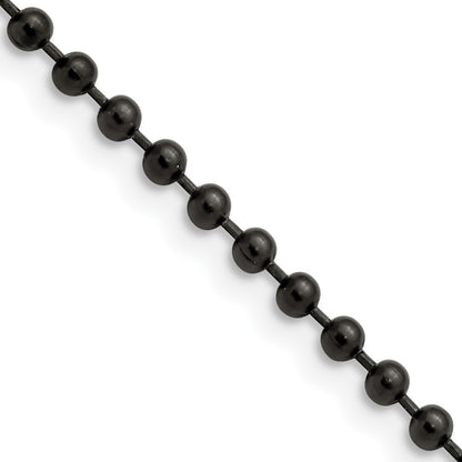 Chisel Stainless Steel Polished Black IP-plated 3mm 18 inch Ball Chain