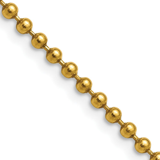Chisel Stainless Steel Polished Yellow IP-plated 3mm 18 inch Ball Chain