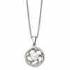 Chisel Stainless Steel Polished with Freshwater Cultured Pearl Flower Pendant on an 18 inch Box Chain Necklace
