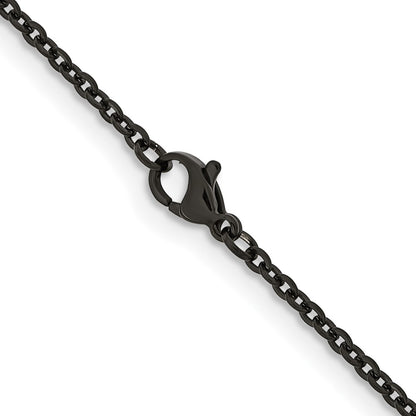 Chisel Stainless Steel Polished Black IP-plated 2.3mm 24 inch Cable Chain