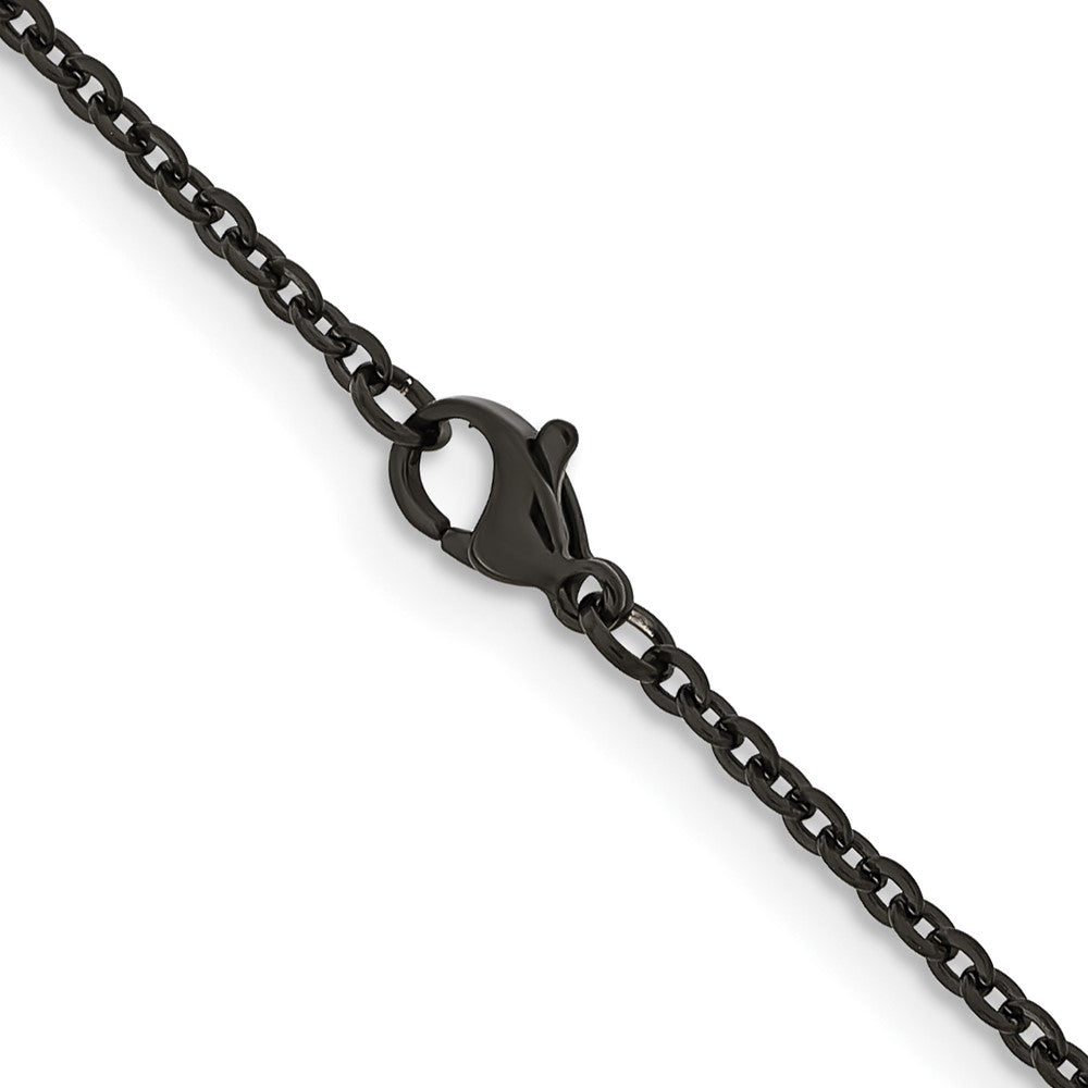Chisel Stainless Steel Polished Black IP-plated 2.3mm 16 inch Cable Chain
