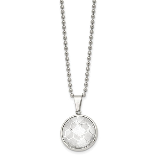 Chisel Stainless Steel Polished with Acrylic Soccer Ball Pendant on a 22 inch Ball Chain Necklace