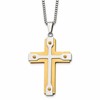 Chisel Stainless Steel Brushed and Polished Yellow IP-plated Cross Pendant on a 22 inch Box Chain Necklace