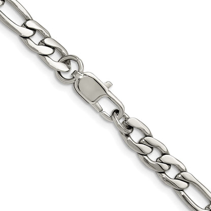 Chisel Stainless Steel Polished 6mm 20in Figaro Chain