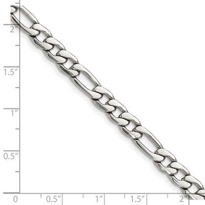 Chisel Stainless Steel Polished 6mm 20in Figaro Chain