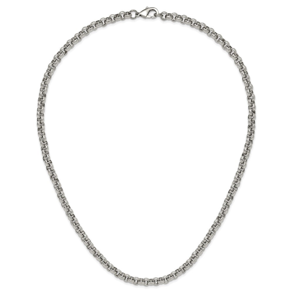 Chisel Stainless Steel Polished and Textured 24 inch Link Necklace