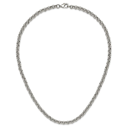 Chisel Stainless Steel Polished and Textured 24 inch Link Necklace