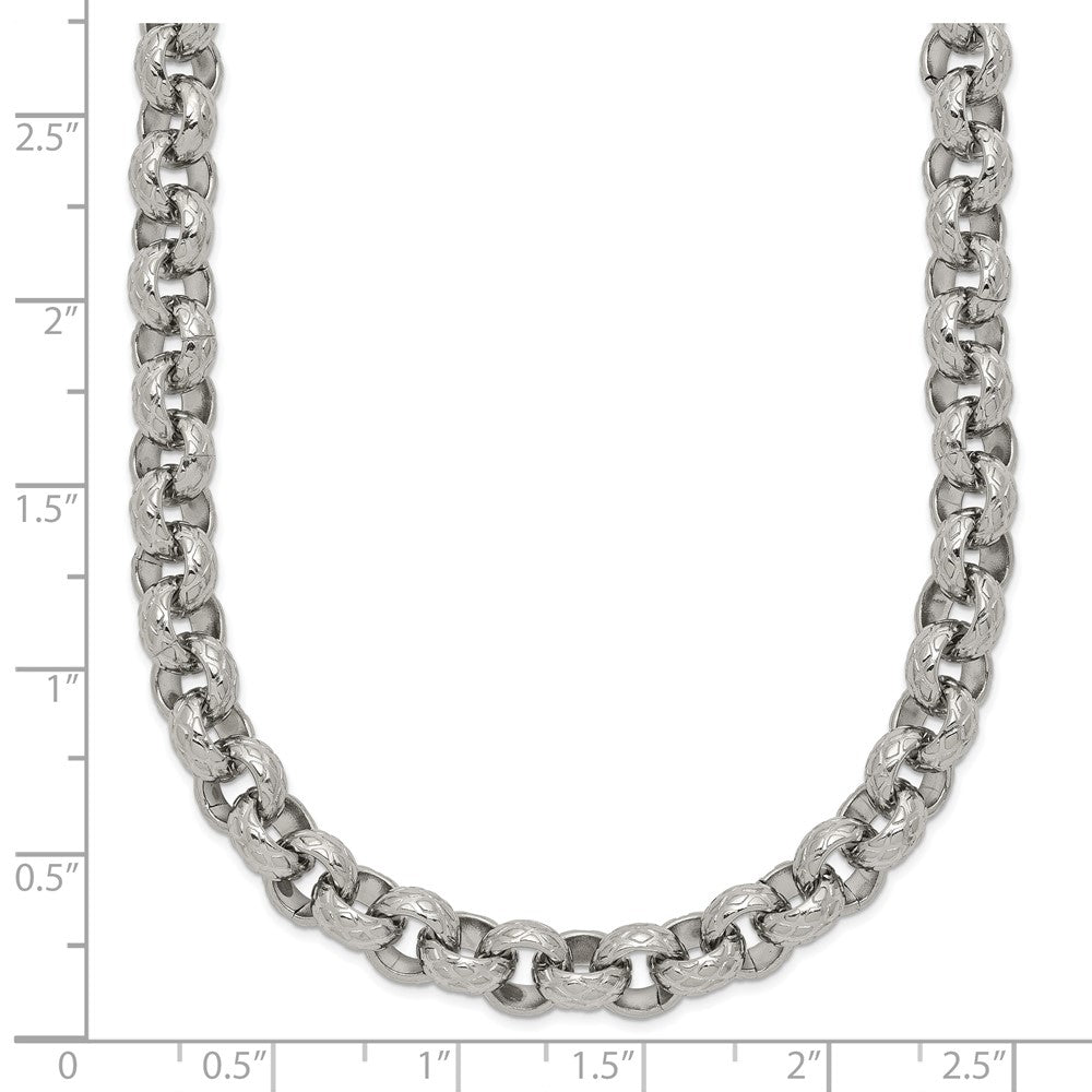 Chisel Stainless Steel Polished and Textured 24 inch Link Necklace