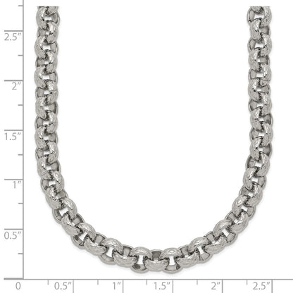 Chisel Stainless Steel Polished and Textured 24 inch Link Necklace
