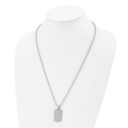 Chisel Stainless Steel Brushed and Polished 2mm Reversible Dog Tag on a 24 inch Ball Chain Necklace