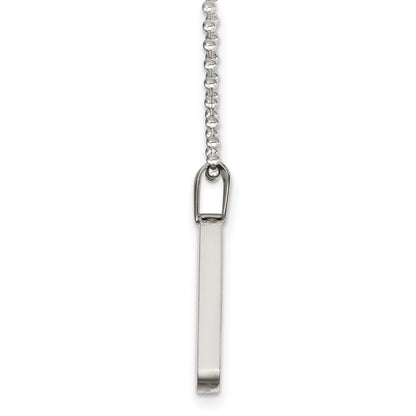 Chisel Stainless Steel Brushed and Polished 4mm Reversible Dog Tag on a 24 inch Ball Chain Necklace