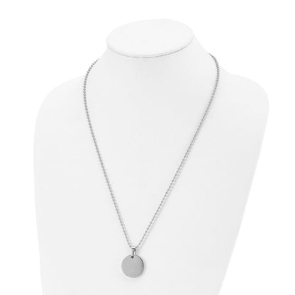 Chisel Stainless Steel Brushed and Polished Reversible Round 4mm Dog Tag on a 24 inch Ball Chain Necklace