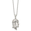 Chisel Stainless Steel Polished Jesus Silhouette Pendant on a 22 inch Cable Chain Necklace