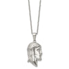 Chisel Stainless Steel Polished Jesus Silhouette Pendant on a 22 inch Cable Chain Necklace