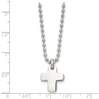 Chisel Stainless Steel Polished Cross Pendant on a 20 inch Ball Chain Necklace