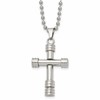 Chisel Stainless Steel Polished Cross Pendant on a 22 inch Ball Chain Necklace