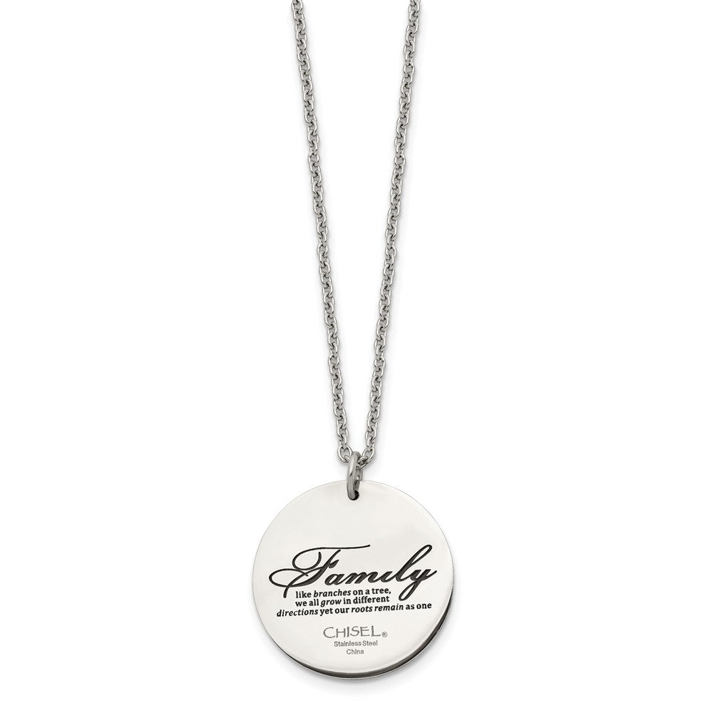 Chisel Stainless Steel Polished and Enameled Family Tree of Life Pendant on a 22 inch Cable Chain Necklace
