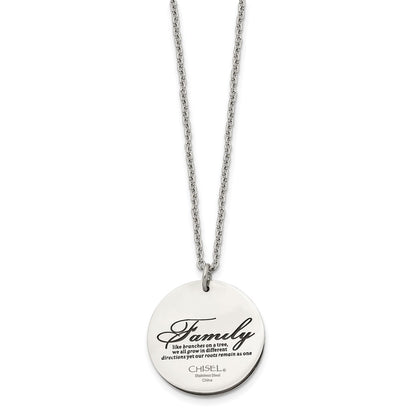 Chisel Stainless Steel Polished and Enameled Family Tree of Life Pendant on a 22 inch Cable Chain Necklace