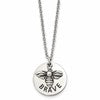 Chisel Stainless Steel Polished and Enameled BRAVE Bumble Bee Pendant on a 22 inch Cable Chain Necklace