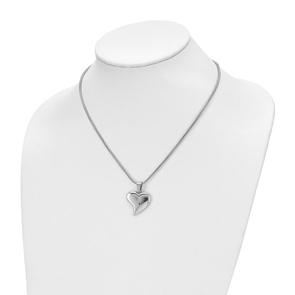 Chisel Stainless Steel Polished Heart Pendant on an 18 inch Snake Chain Necklace