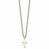 Chisel Stainless Steel Polished 11mm Cross Pendant on an 18 inch Cable Chain Necklace