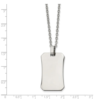 Chisel Stainless Steel Polished Dog Tag on a 22 inch Cable Chain Necklace