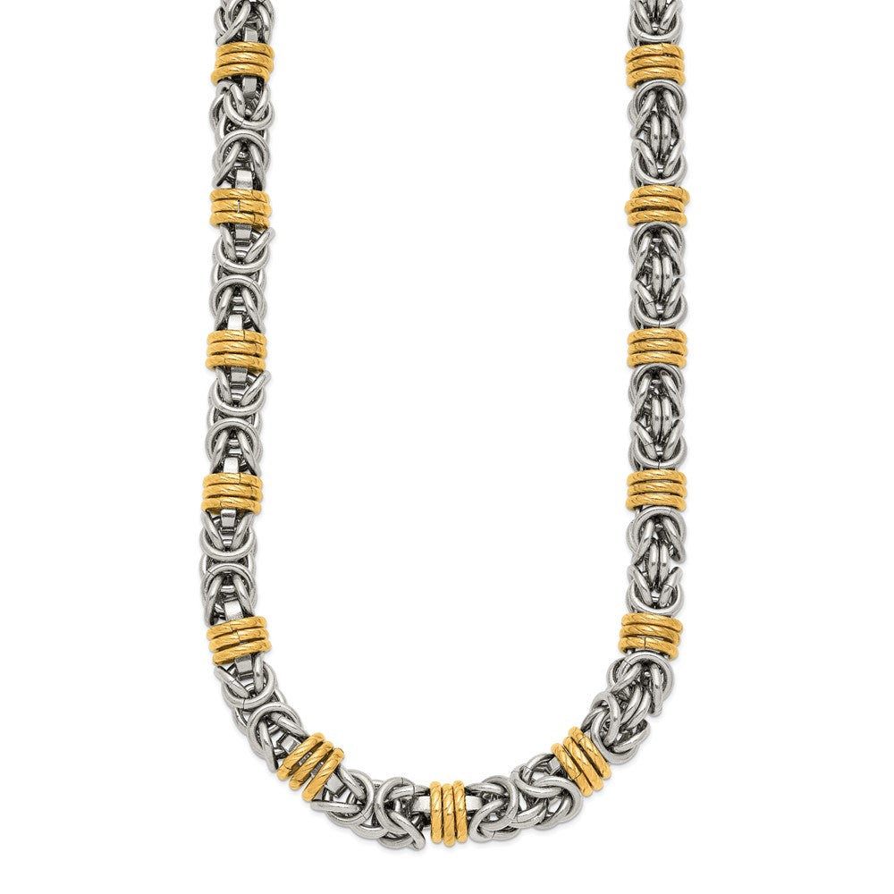 Chisel Stainless Steel Polished Yellow IP-plated Byzantine 24 inch Necklace