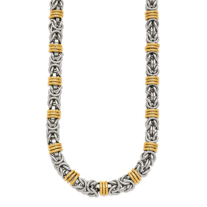 Chisel Stainless Steel Polished Yellow IP-plated Byzantine 24 inch Necklace