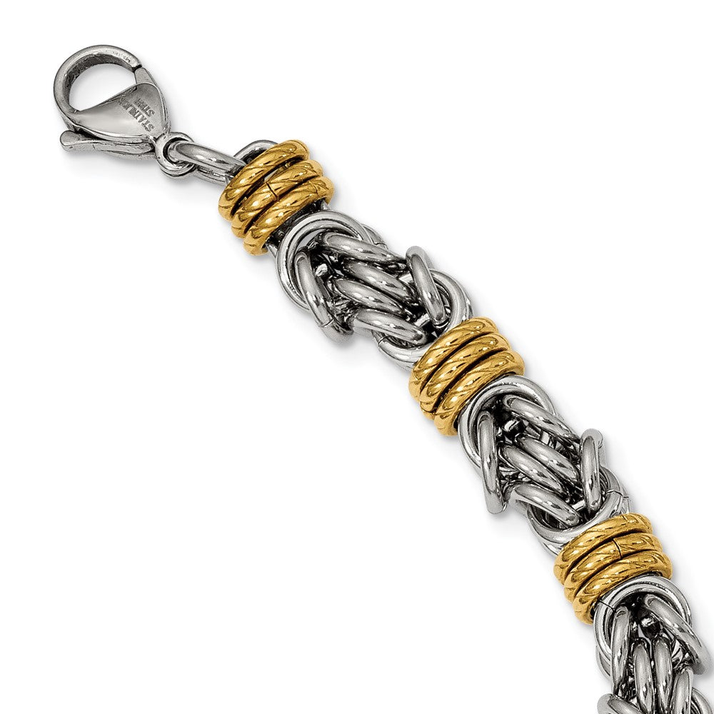 Chisel Stainless Steel Polished Yellow IP-plated Byzantine 24 inch Necklace