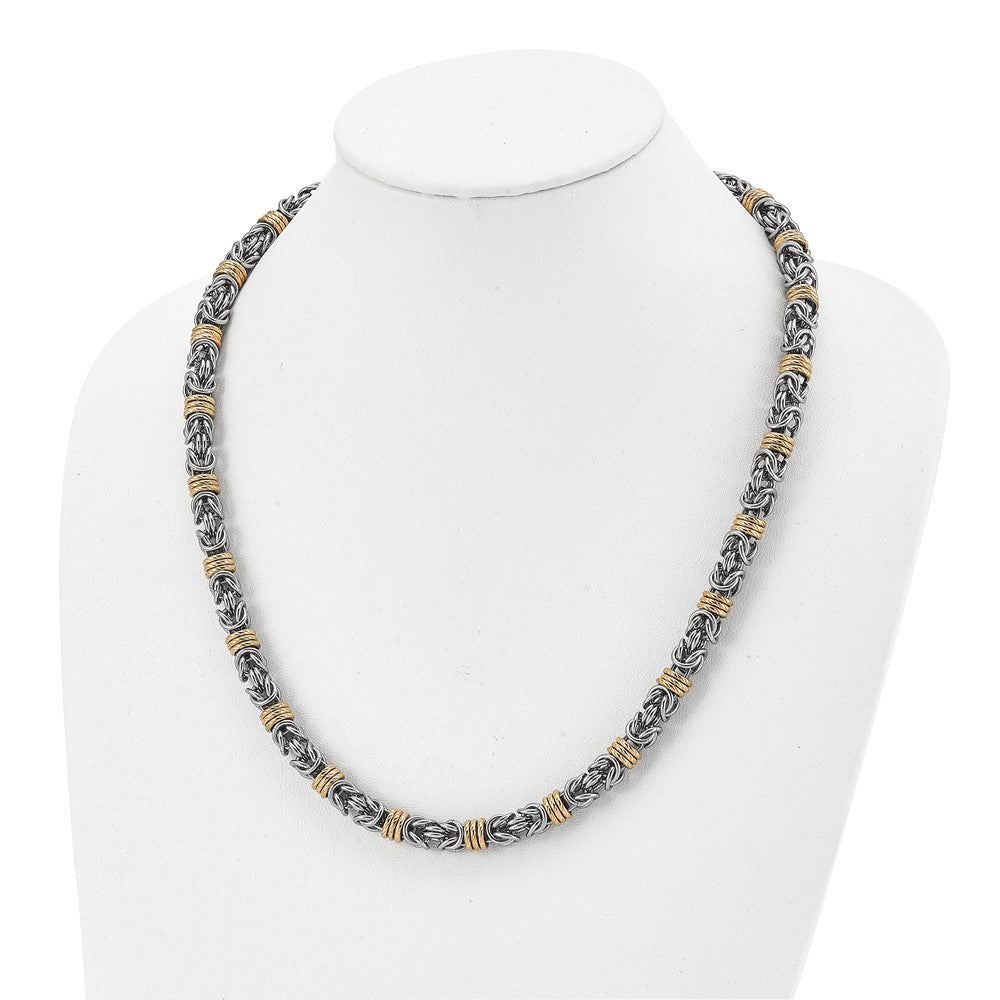 Chisel Stainless Steel Polished Yellow IP-plated Byzantine 24 inch Necklace