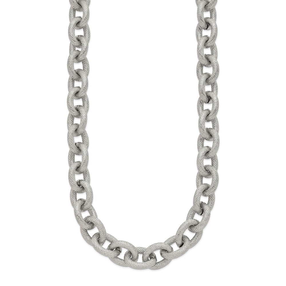 Chisel Stainless Steel Polished and Textured Link 16.5 inch Necklace