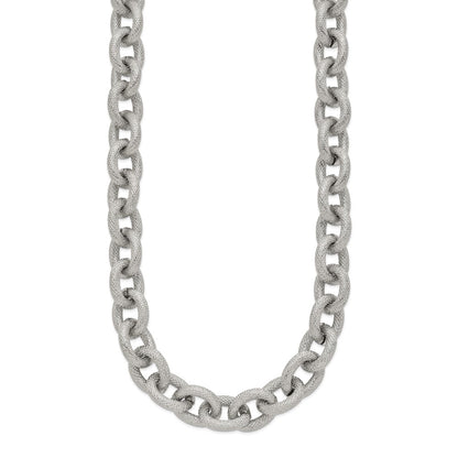 Chisel Stainless Steel Polished and Textured Link 16.5 inch Necklace